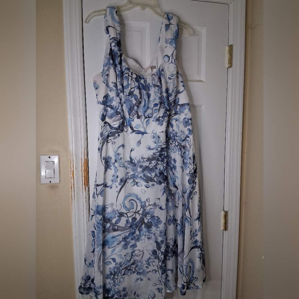 Elegant Blue and White Floral Dress By Elka
